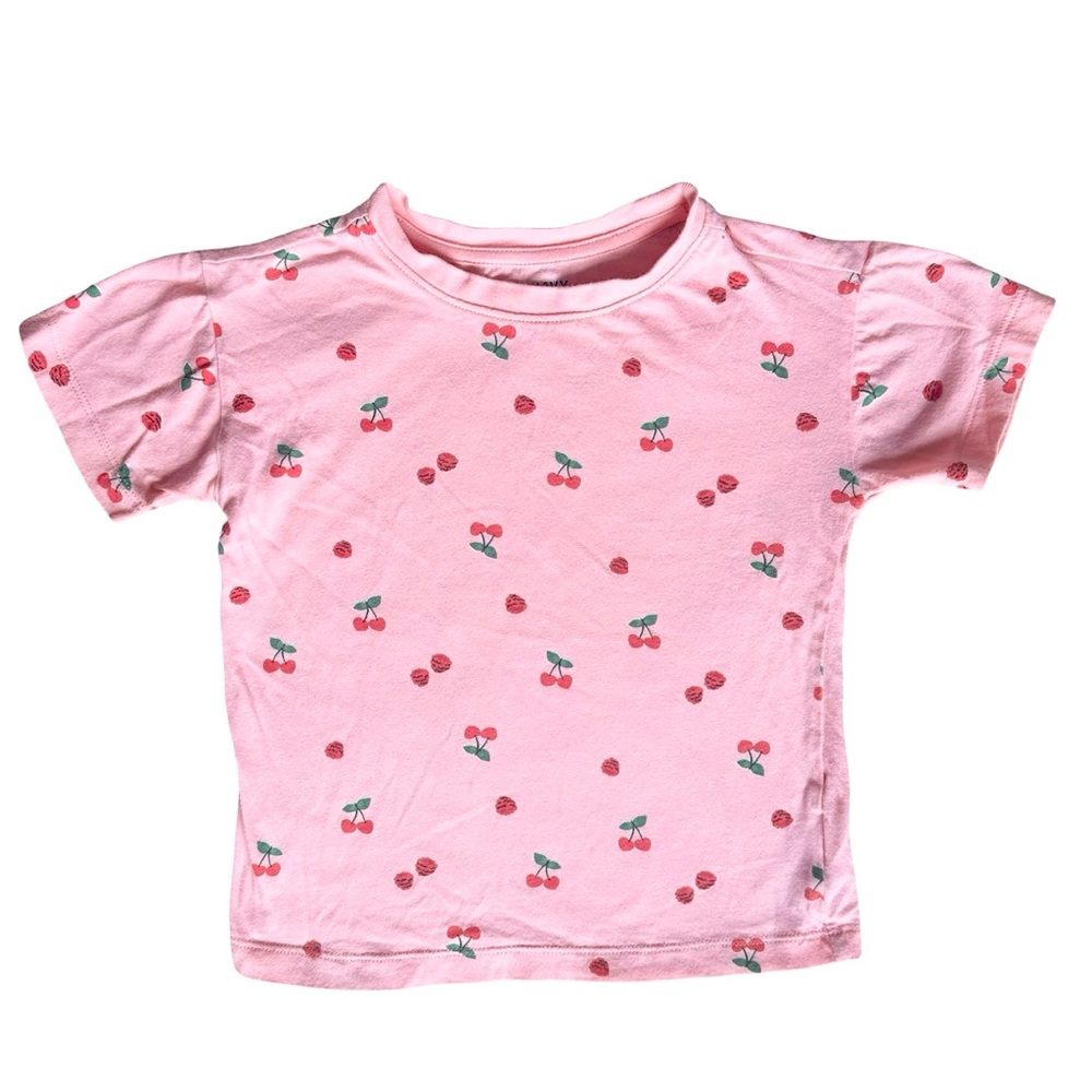 Old Navy 4T Girls pink cherry hearts short sleeve shirt